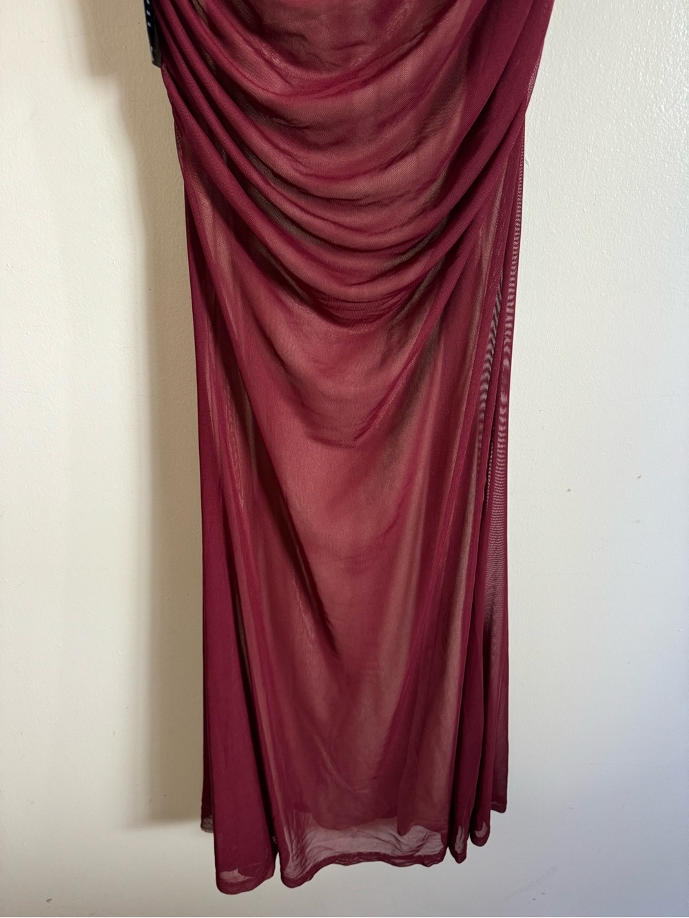 Retrofete Gold Satin Dress with Burgundy Accent - Picture 6 of 7
